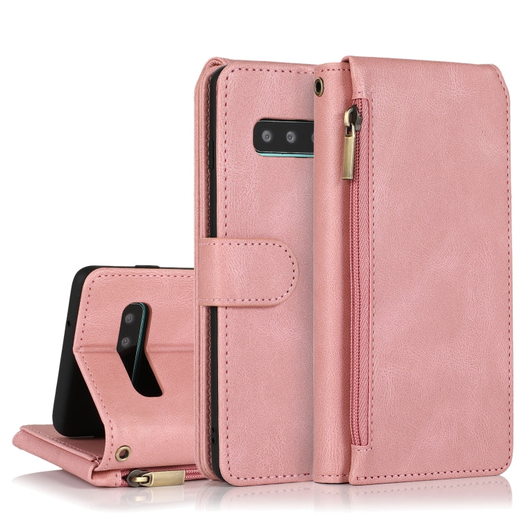 For Samsung Galaxy S10 Skin-feel Crazy Horse Texture Zipper Wallet Bag Horizontal Flip Leather Case with Holder & Card Slots & Wallet & Lanyard