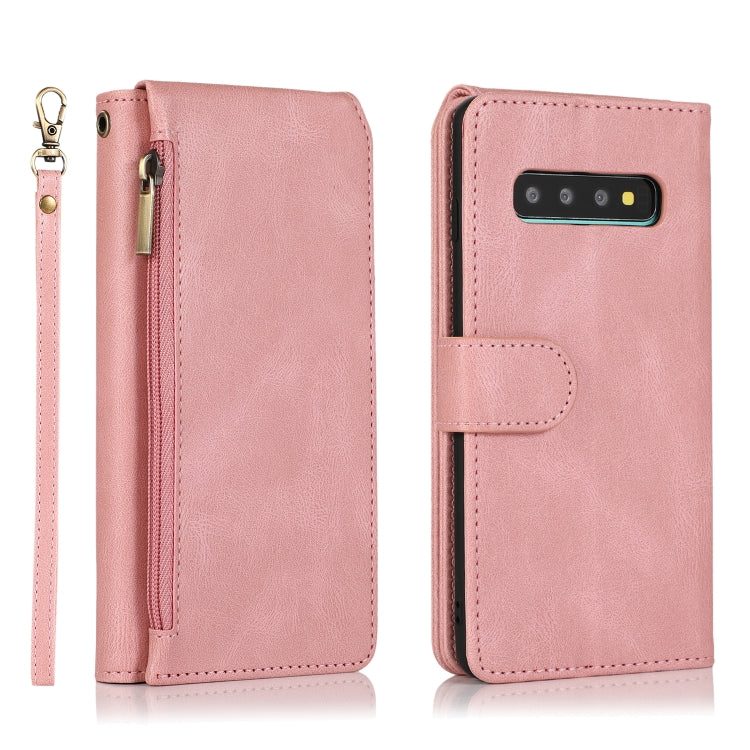 For Samsung Galaxy S10 Skin-feel Crazy Horse Texture Zipper Wallet Bag Horizontal Flip Leather Case with Holder & Card Slots & Wallet & Lanyard