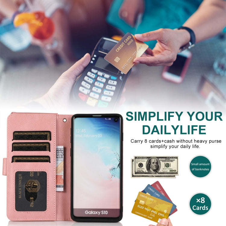 For Samsung Galaxy S10 Skin-feel Crazy Horse Texture Zipper Wallet Bag Horizontal Flip Leather Case with Holder & Card Slots & Wallet & Lanyard