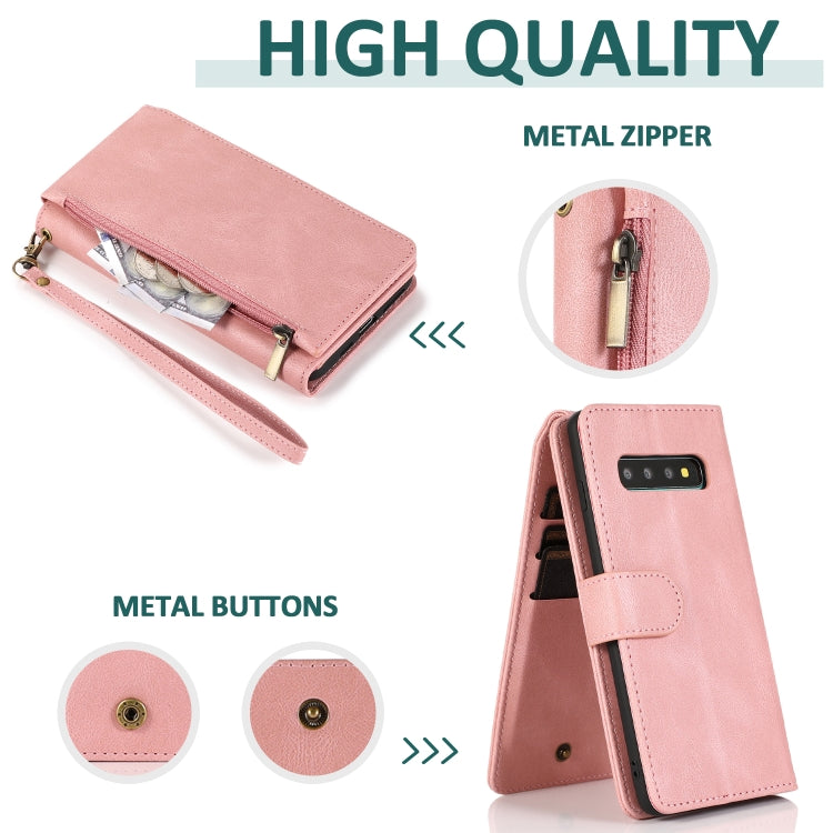 For Samsung Galaxy S10 Skin-feel Crazy Horse Texture Zipper Wallet Bag Horizontal Flip Leather Case with Holder & Card Slots & Wallet & Lanyard