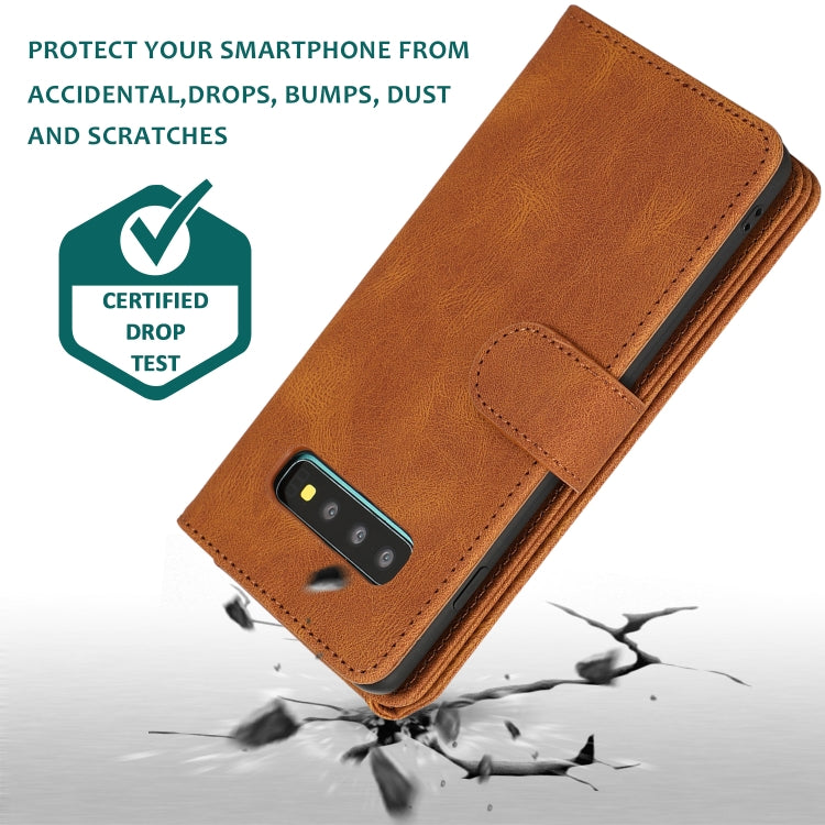 For Samsung Galaxy S10 Skin-feel Crazy Horse Texture Zipper Wallet Bag Horizontal Flip Leather Case with Holder & Card Slots & Wallet & Lanyard