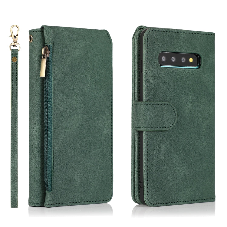 For Samsung Galaxy S10 Skin-feel Crazy Horse Texture Zipper Wallet Bag Horizontal Flip Leather Case with Holder & Card Slots & Wallet & Lanyard