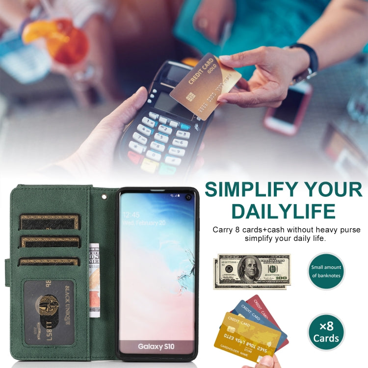 For Samsung Galaxy S10 Skin-feel Crazy Horse Texture Zipper Wallet Bag Horizontal Flip Leather Case with Holder & Card Slots & Wallet & Lanyard