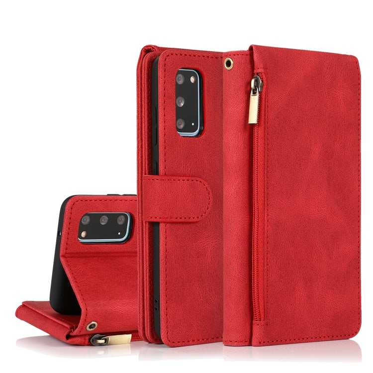 For Samsung Galaxy S20 Skin-feel Crazy Horse Texture Zipper Wallet Bag Horizontal Flip Leather Case with Holder & Card Slots & Wallet & Lanyard