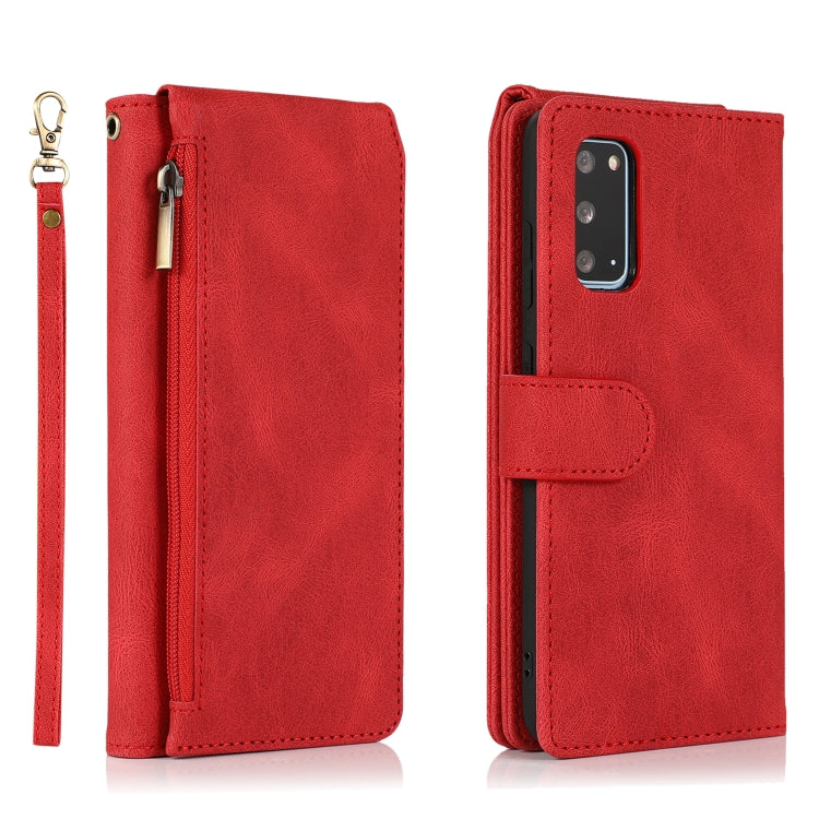 For Samsung Galaxy S20 Skin-feel Crazy Horse Texture Zipper Wallet Bag Horizontal Flip Leather Case with Holder & Card Slots & Wallet & Lanyard