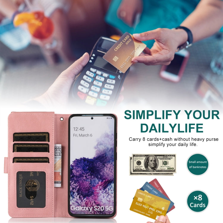 For Samsung Galaxy S20 Skin-feel Crazy Horse Texture Zipper Wallet Bag Horizontal Flip Leather Case with Holder & Card Slots & Wallet & Lanyard