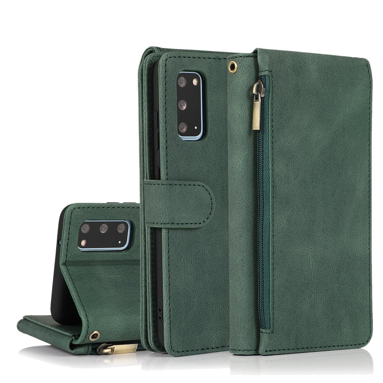 For Samsung Galaxy S20 Skin-feel Crazy Horse Texture Zipper Wallet Bag Horizontal Flip Leather Case with Holder & Card Slots & Wallet & Lanyard