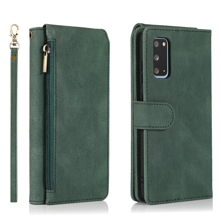 For Samsung Galaxy S20 Skin-feel Crazy Horse Texture Zipper Wallet Bag Horizontal Flip Leather Case with Holder & Card Slots & Wallet & Lanyard