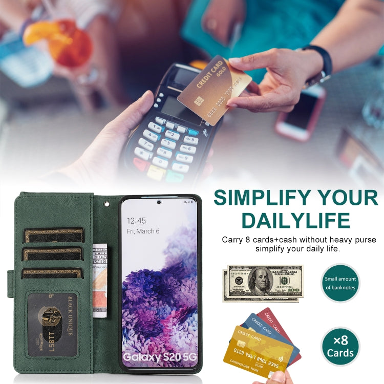 For Samsung Galaxy S20 Skin-feel Crazy Horse Texture Zipper Wallet Bag Horizontal Flip Leather Case with Holder & Card Slots & Wallet & Lanyard