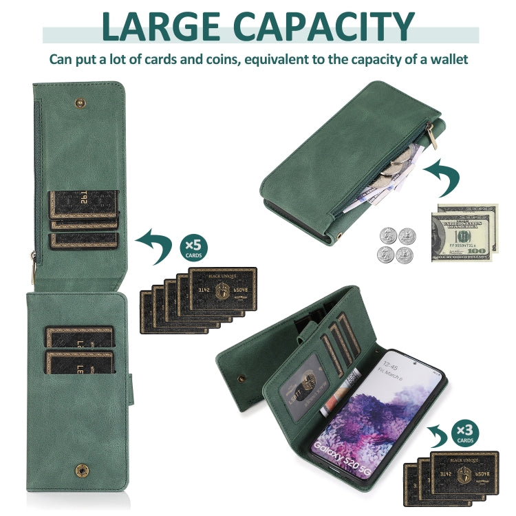 For Samsung Galaxy S20 Skin-feel Crazy Horse Texture Zipper Wallet Bag Horizontal Flip Leather Case with Holder & Card Slots & Wallet & Lanyard