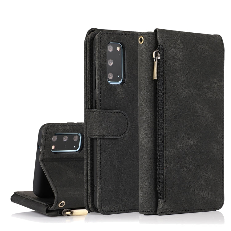 For Samsung Galaxy S20 Skin-feel Crazy Horse Texture Zipper Wallet Bag Horizontal Flip Leather Case with Holder & Card Slots & Wallet & Lanyard