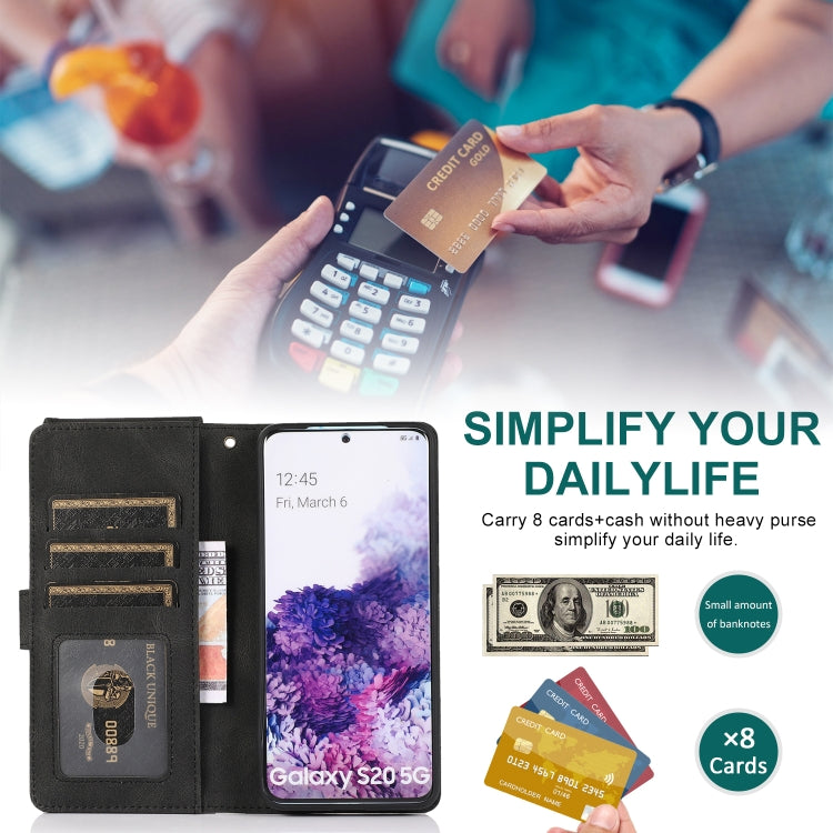 For Samsung Galaxy S20 Skin-feel Crazy Horse Texture Zipper Wallet Bag Horizontal Flip Leather Case with Holder & Card Slots & Wallet & Lanyard