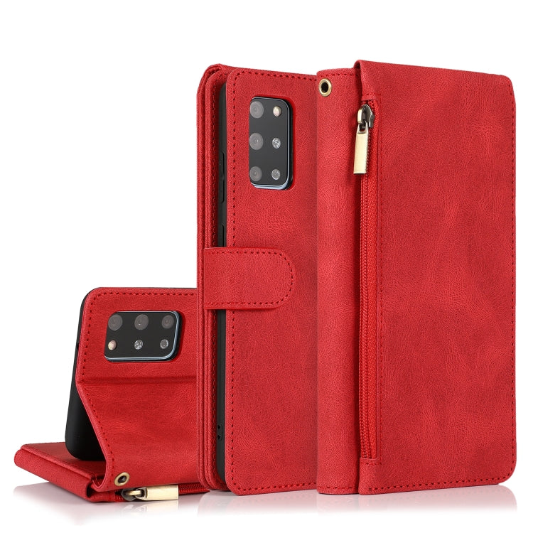 For Samsung Galaxy S20+ Skin-feel Crazy Horse Texture Zipper Wallet Bag Horizontal Flip Leather Case with Holder & Card Slots & Wallet & Lanyard