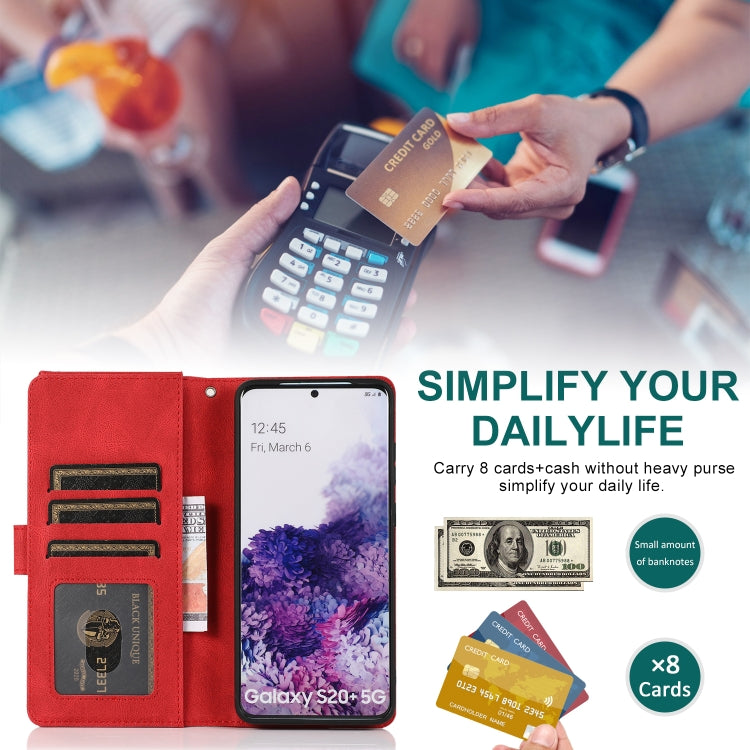 For Samsung Galaxy S20+ Skin-feel Crazy Horse Texture Zipper Wallet Bag Horizontal Flip Leather Case with Holder & Card Slots & Wallet & Lanyard