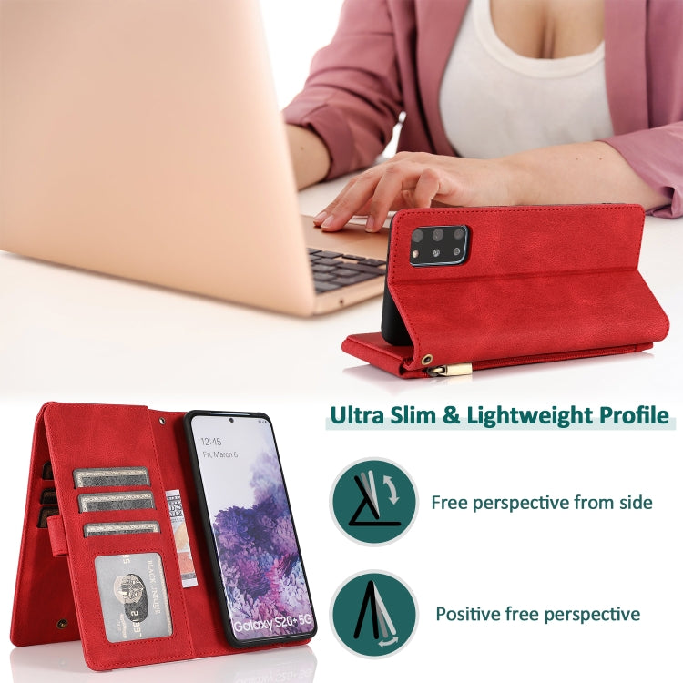 For Samsung Galaxy S20+ Skin-feel Crazy Horse Texture Zipper Wallet Bag Horizontal Flip Leather Case with Holder & Card Slots & Wallet & Lanyard