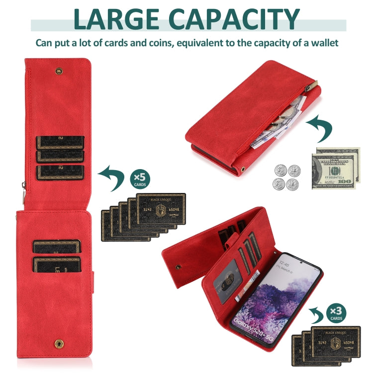 For Samsung Galaxy S20+ Skin-feel Crazy Horse Texture Zipper Wallet Bag Horizontal Flip Leather Case with Holder & Card Slots & Wallet & Lanyard