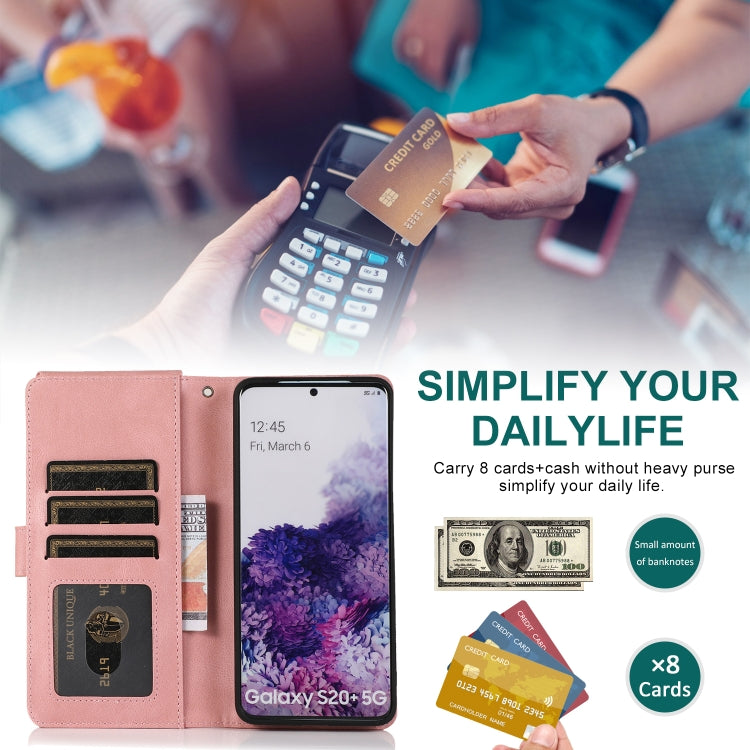 For Samsung Galaxy S20+ Skin-feel Crazy Horse Texture Zipper Wallet Bag Horizontal Flip Leather Case with Holder & Card Slots & Wallet & Lanyard