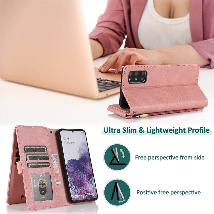 For Samsung Galaxy S20+ Skin-feel Crazy Horse Texture Zipper Wallet Bag Horizontal Flip Leather Case with Holder & Card Slots & Wallet & Lanyard