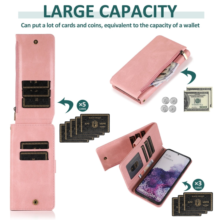 For Samsung Galaxy S20+ Skin-feel Crazy Horse Texture Zipper Wallet Bag Horizontal Flip Leather Case with Holder & Card Slots & Wallet & Lanyard