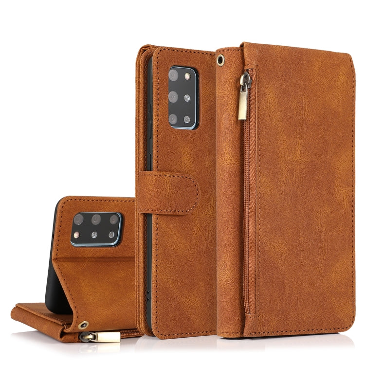 For Samsung Galaxy S20+ Skin-feel Crazy Horse Texture Zipper Wallet Bag Horizontal Flip Leather Case with Holder & Card Slots & Wallet & Lanyard