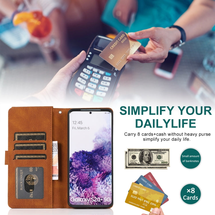 For Samsung Galaxy S20+ Skin-feel Crazy Horse Texture Zipper Wallet Bag Horizontal Flip Leather Case with Holder & Card Slots & Wallet & Lanyard
