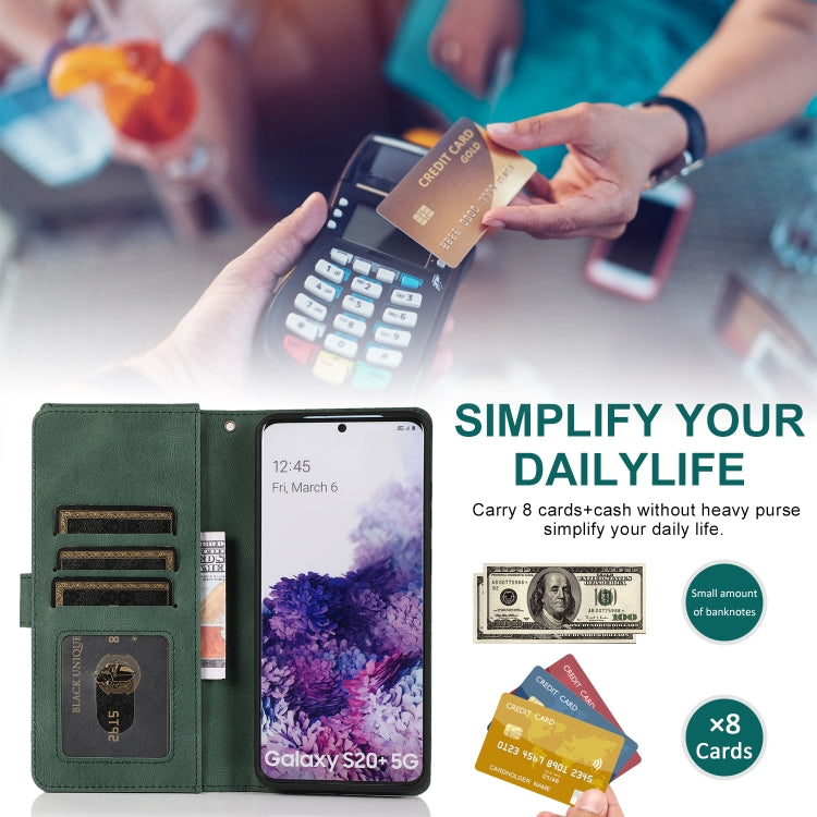 For Samsung Galaxy S20+ Skin-feel Crazy Horse Texture Zipper Wallet Bag Horizontal Flip Leather Case with Holder & Card Slots & Wallet & Lanyard