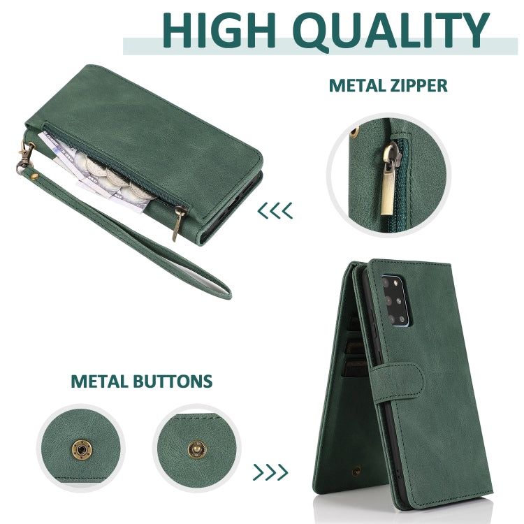 For Samsung Galaxy S20+ Skin-feel Crazy Horse Texture Zipper Wallet Bag Horizontal Flip Leather Case with Holder & Card Slots & Wallet & Lanyard