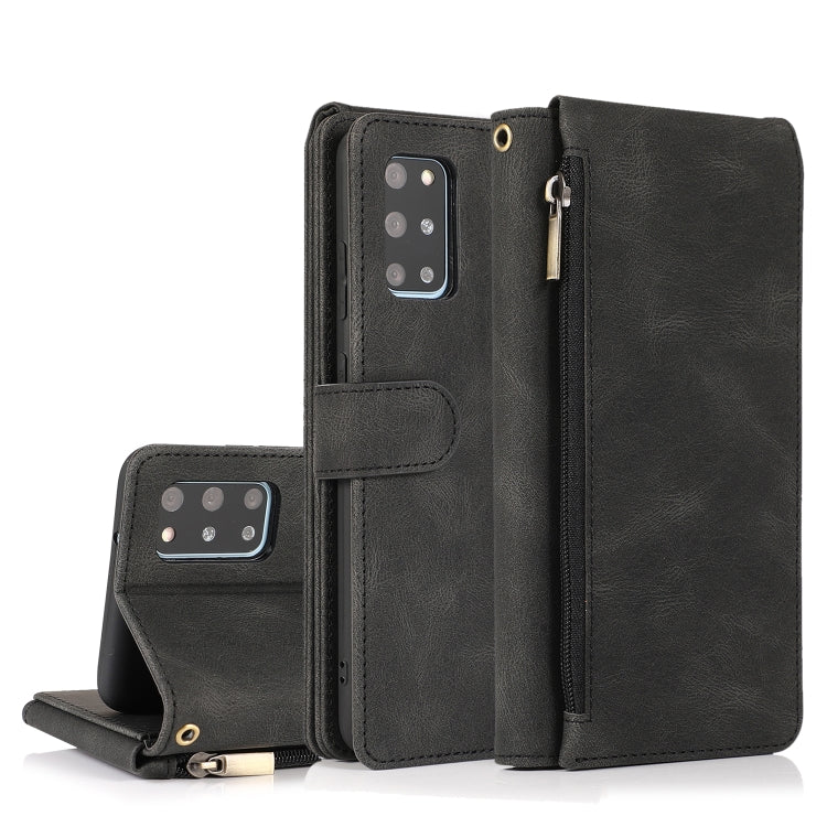 For Samsung Galaxy S20+ Skin-feel Crazy Horse Texture Zipper Wallet Bag Horizontal Flip Leather Case with Holder & Card Slots & Wallet & Lanyard
