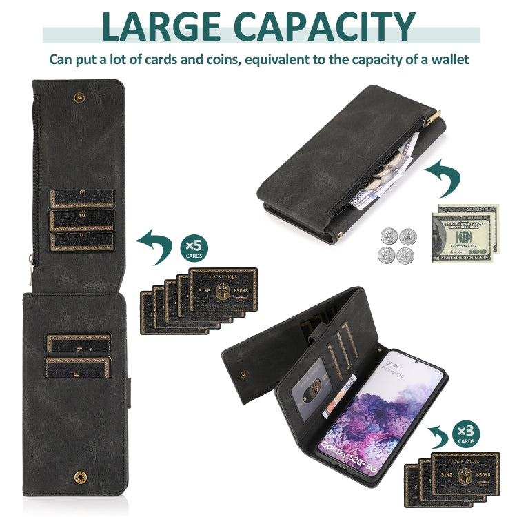 For Samsung Galaxy S20+ Skin-feel Crazy Horse Texture Zipper Wallet Bag Horizontal Flip Leather Case with Holder & Card Slots & Wallet & Lanyard