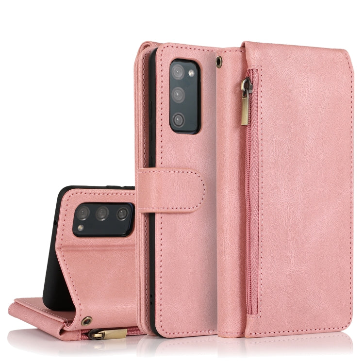 For Samsung Galaxy S20 FE 5G Skin-feel Crazy Horse Texture Zipper Wallet Bag Horizontal Flip Leather Case with Holder & Card Slots & Wallet & Lanyard