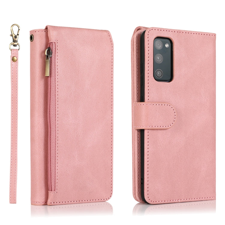 For Samsung Galaxy S20 FE 5G Skin-feel Crazy Horse Texture Zipper Wallet Bag Horizontal Flip Leather Case with Holder & Card Slots & Wallet & Lanyard