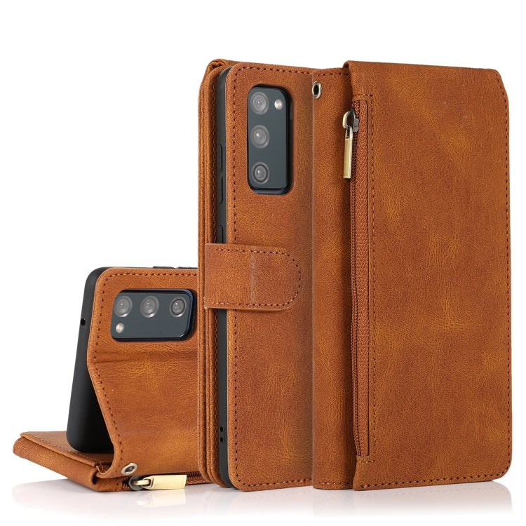 For Samsung Galaxy S20 FE 5G Skin-feel Crazy Horse Texture Zipper Wallet Bag Horizontal Flip Leather Case with Holder & Card Slots & Wallet & Lanyard