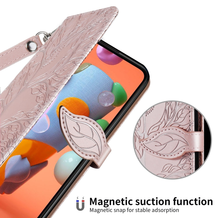 For Samsung Galaxy A11 (US Version) Life of Tree Embossing Pattern Horizontal Flip Leather Case with Holder & Card Slot & Wallet & Photo Frame & Lanyard