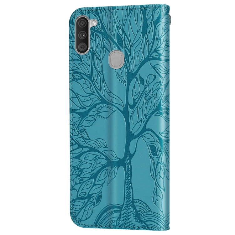For Samsung Galaxy A11 (US Version) Life of Tree Embossing Pattern Horizontal Flip Leather Case with Holder & Card Slot & Wallet & Photo Frame & Lanyard