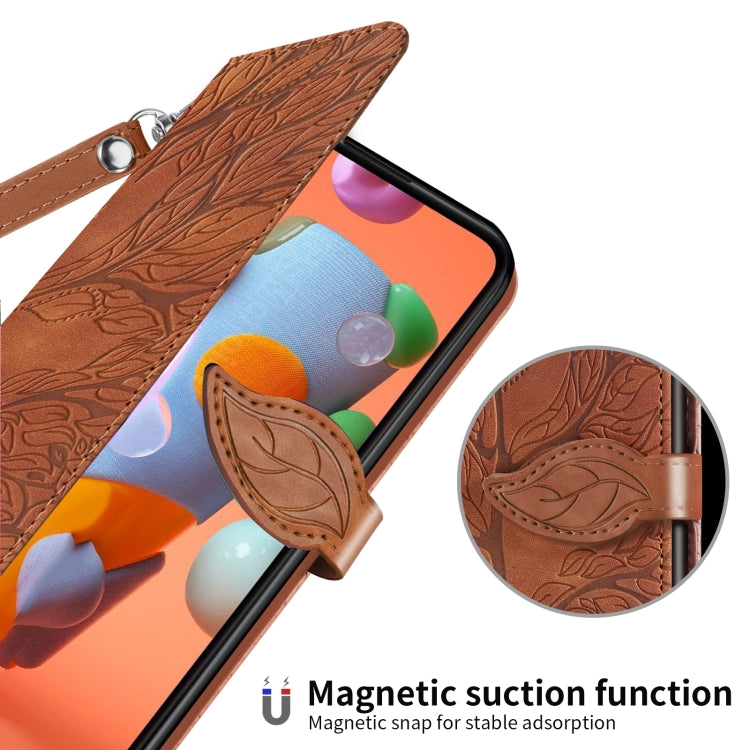 For Samsung Galaxy A11 (US Version) Life of Tree Embossing Pattern Horizontal Flip Leather Case with Holder & Card Slot & Wallet & Photo Frame & Lanyard
