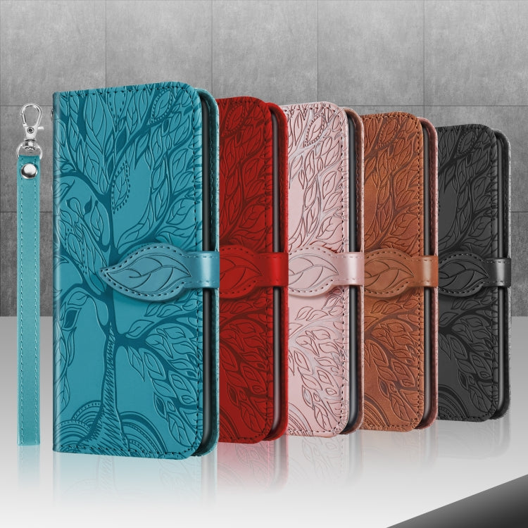 For Samsung Galaxy A11 (US Version) Life of Tree Embossing Pattern Horizontal Flip Leather Case with Holder & Card Slot & Wallet & Photo Frame & Lanyard