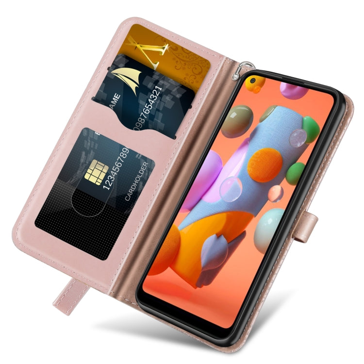 For Samsung Galaxy A11 (EU Version) Life of Tree Embossing Pattern Horizontal Flip Leather Case with Holder & Card Slot & Wallet & Photo Frame & Lanyard