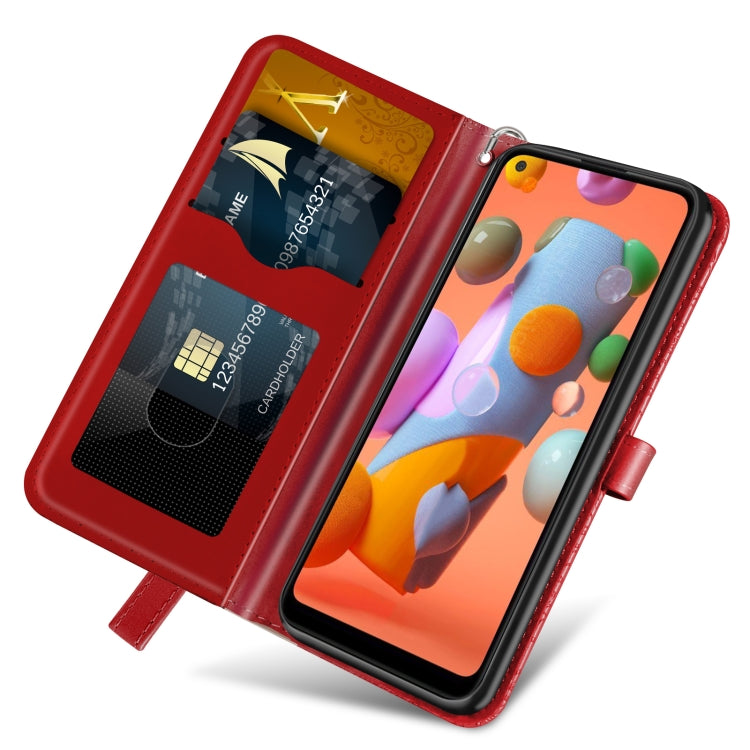 For Samsung Galaxy A11 (EU Version) Life of Tree Embossing Pattern Horizontal Flip Leather Case with Holder & Card Slot & Wallet & Photo Frame & Lanyard
