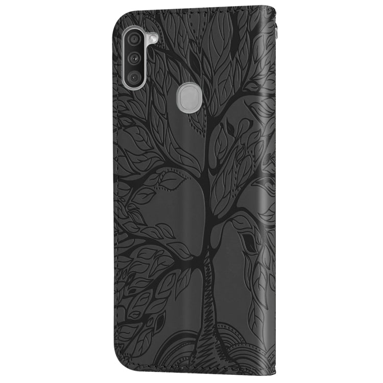 For Samsung Galaxy A11 (EU Version) Life of Tree Embossing Pattern Horizontal Flip Leather Case with Holder & Card Slot & Wallet & Photo Frame & Lanyard