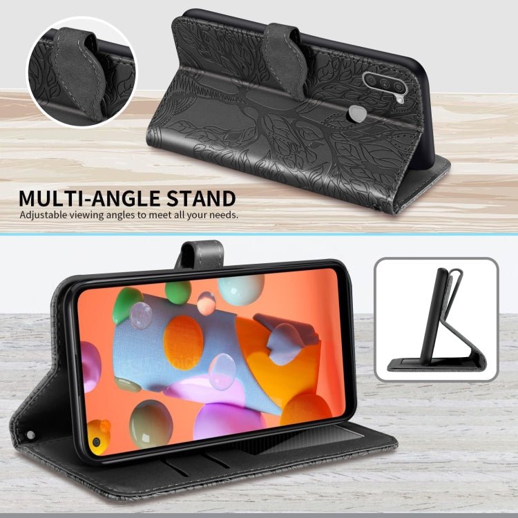 For Samsung Galaxy A11 (EU Version) Life of Tree Embossing Pattern Horizontal Flip Leather Case with Holder & Card Slot & Wallet & Photo Frame & Lanyard