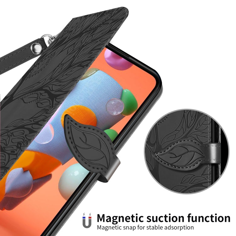 For Samsung Galaxy A11 (EU Version) Life of Tree Embossing Pattern Horizontal Flip Leather Case with Holder & Card Slot & Wallet & Photo Frame & Lanyard