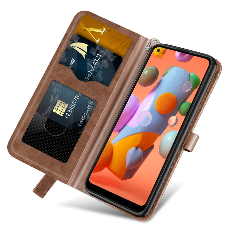 For Samsung Galaxy A11 (EU Version) Life of Tree Embossing Pattern Horizontal Flip Leather Case with Holder & Card Slot & Wallet & Photo Frame & Lanyard