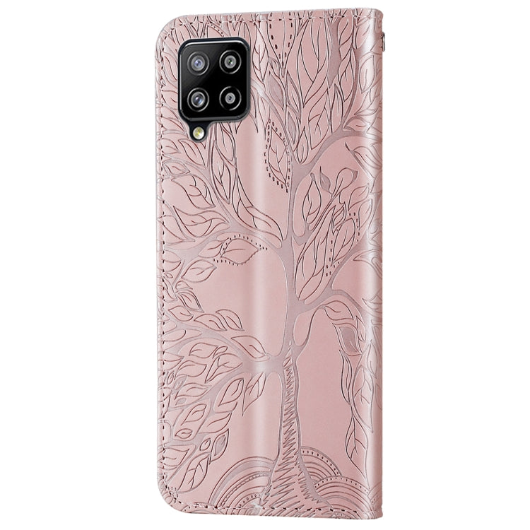 For Samsung Galaxy A12 Life of Tree Embossing Pattern Horizontal Flip Leather Case with Holder & Card Slot & Wallet & Photo Frame & Lanyard