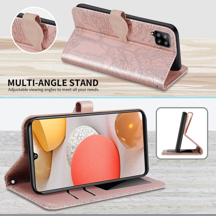 For Samsung Galaxy A12 Life of Tree Embossing Pattern Horizontal Flip Leather Case with Holder & Card Slot & Wallet & Photo Frame & Lanyard