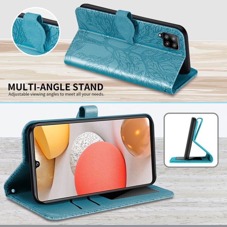 For Samsung Galaxy A12 Life of Tree Embossing Pattern Horizontal Flip Leather Case with Holder & Card Slot & Wallet & Photo Frame & Lanyard