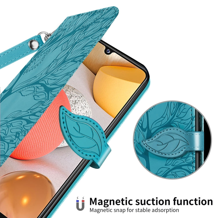 For Samsung Galaxy A12 Life of Tree Embossing Pattern Horizontal Flip Leather Case with Holder & Card Slot & Wallet & Photo Frame & Lanyard