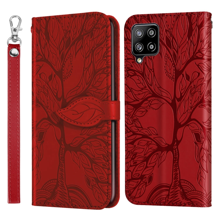 For Samsung Galaxy A12 Life of Tree Embossing Pattern Horizontal Flip Leather Case with Holder & Card Slot & Wallet & Photo Frame & Lanyard