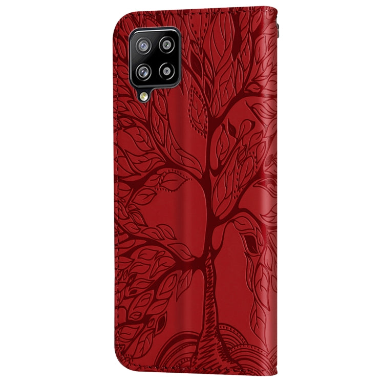 For Samsung Galaxy A12 Life of Tree Embossing Pattern Horizontal Flip Leather Case with Holder & Card Slot & Wallet & Photo Frame & Lanyard