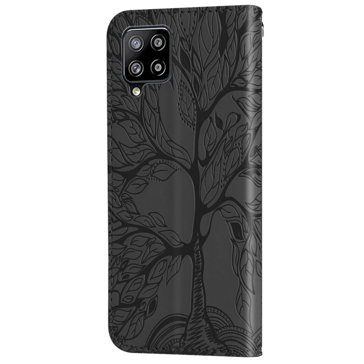 For Samsung Galaxy A12 Life of Tree Embossing Pattern Horizontal Flip Leather Case with Holder & Card Slot & Wallet & Photo Frame & Lanyard