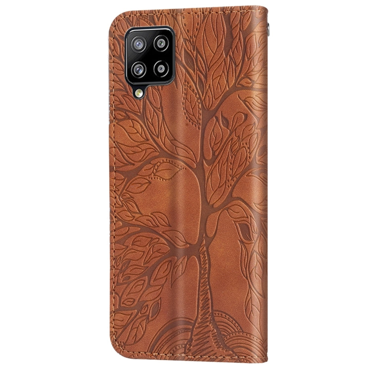 For Samsung Galaxy A12 Life of Tree Embossing Pattern Horizontal Flip Leather Case with Holder & Card Slot & Wallet & Photo Frame & Lanyard